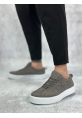BA0104 Bağcıklı Gri Süet Beyaz Taban Spor Klasik Erkek Ayakkabı