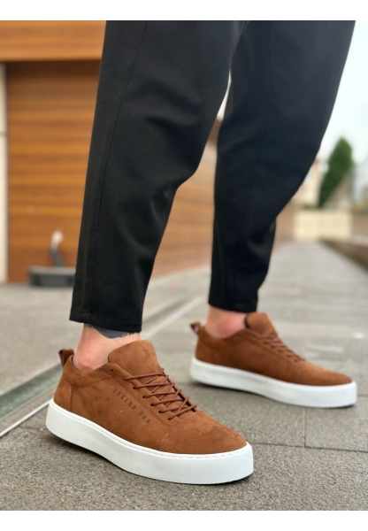 BA0104 Bağcıklı Taba Süet Beyaz Taban Spor Klasik Erkek Ayakkabı