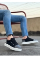 BA0104 Bağcıklı Siyah Ekose Süet Beyaz Taban Spor Klasik Erkek Ayakkabı