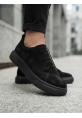 BA0581 Erkek Sneaker Günlük Casual Spor Ayakkabı Siyah Süet Siyah Taban 