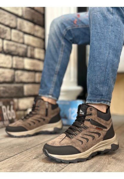 BA0322 Kalın Termo Taban Vizon Siyah  Erkek Trekking Outdoor Yarım Bilek Bot