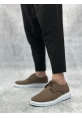 BA0003 Bağcıklı Klasik Spor Keten Kahverengi Beyaz Taban Casual Erkek Ayakkabı