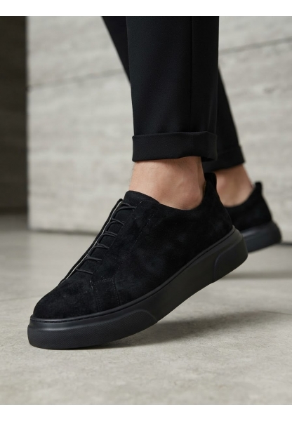 BA0581 Erkek Sneaker Günlük Casual Spor Ayakkabı Siyah Süet Siyah Taban 