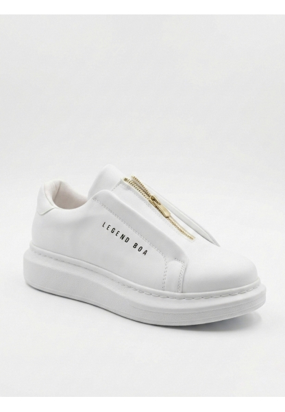 BA0310 BOA Kalın Yüksek Taban Fermuarlı Beyaz Erkek Ayakkabı