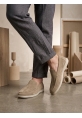 BA0252 %100 İçi Dışı Hakiki Deri Erkek Krem Süet Casual Loafer Termo Taban Ayakkabı