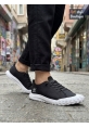 BA0248 BOA Siyah Beyaz Taban Esnek Bağcıklı Ultra Hafif Nefes Alan Sneaker Ayakkabı