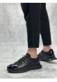 BA0234 İçi Dışı Hakiki Deri Rahat Taban Siyah Bant Detaylı Sneakers Casual Erkek Ayakkabı