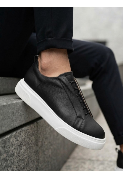 BA0581 Erkek Sneaker Günlük Casual Spor Ayakkabı Siyah Beyaz Taban
