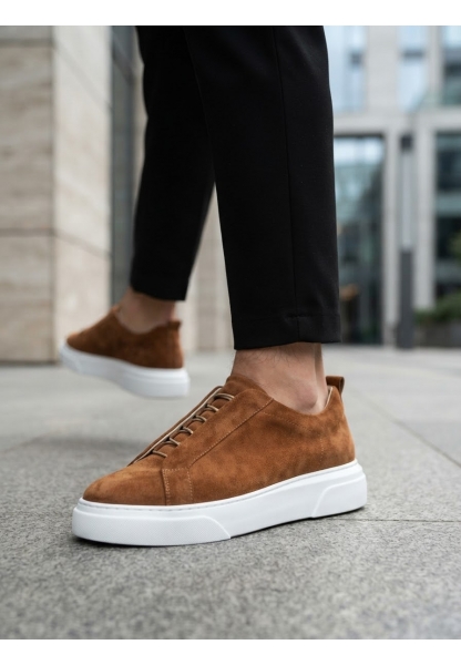 BA0581 Erkek Sneaker Günlük Casual Spor Ayakkabı Taba Beyaz Taban 