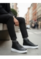 BA0713 Bağcıklı Yüksek Siyah Beyaz Taban Erkek Tarz Spor Bot