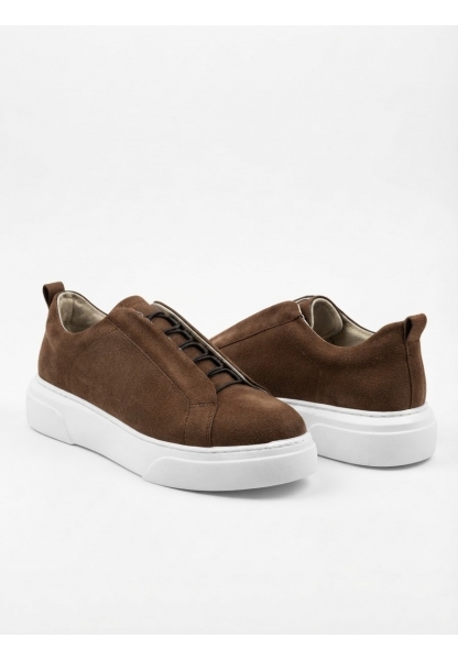 BA0581 Erkek Sneaker Günlük Casual Spor Ayakkabı Kahvrengi Beyaz Taban 