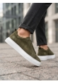 BA0581 Erkek Sneaker Günlük Casual Spor Ayakkabı Haki Beyaz Taban 