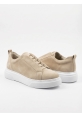 BA0581 Erkek Sneaker Günlük Casual Spor Ayakkabı Krem Süet Beyaz Taban 