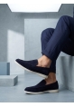 BA0252 %100 İçi Dışı Hakiki Deri Erkek Lacivert Süet Casual Loafer Termo Taban Ayakkabı