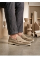 BA0252 %100 İçi Dışı Hakiki Deri Erkek Krem Süet Casual Loafer Termo Taban Ayakkabı