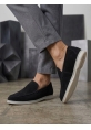 BA0252 %100 İçi Dışı Hakiki Deri Erkek Siyah Süet Casual Loafer Termo Taban Ayakkabı