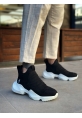 BA0401 Bağcıksız Rahat Yüksek Taban Siyah Süet Erkek Spor Yarım Bilek Bot