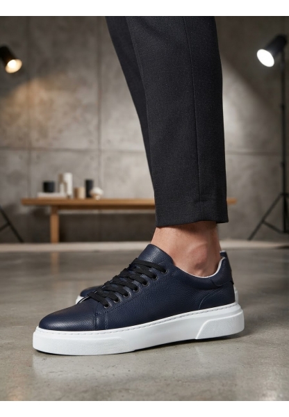 BLF-010 Erkek Sneaker Günlük Casual Spor Ayakkabı Lacivert Beyaz Taban