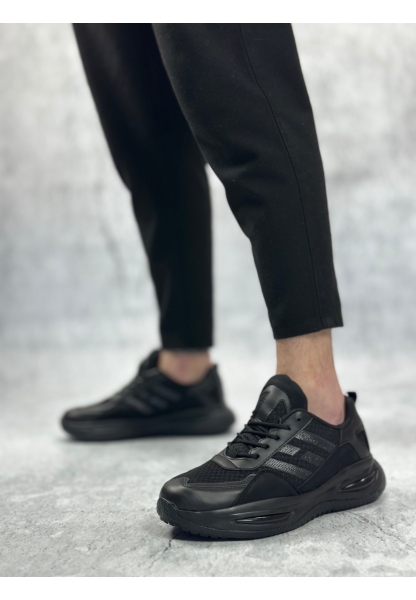 BA0650 Tarz Sneakers Yüksek Taban Siyah Spor Ayakkabısı