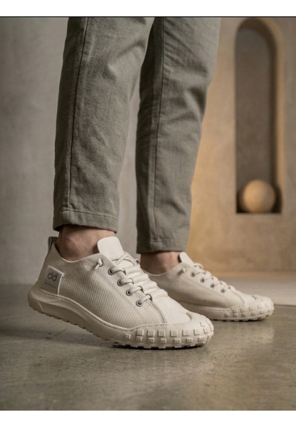 BA0248 BOA Krem Esnek Bağcıklı Ultra Hafif Nefes Alan Sneaker Ayakkabı
