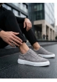 BA0581 Erkek Sneaker Günlük Casual Spor Ayakkabı Gri Süet Beyaz Taban 