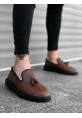 BA0005 Bağcıksız Yüksek Taban Klasik Taba Siyah Taban Püsküllü Erkek Ayakkabı