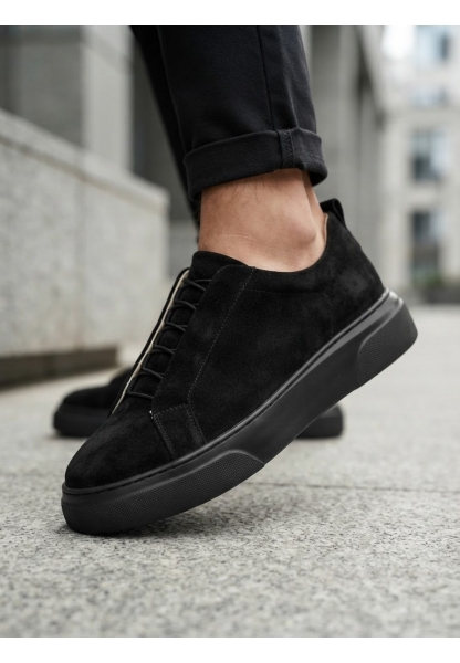 BA0581 Erkek Sneaker Günlük Casual Spor Ayakkabı Siyah Süet Siyah Taban 
