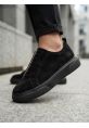 BA0581 Erkek Sneaker Günlük Casual Spor Ayakkabı Siyah Süet Siyah Taban 