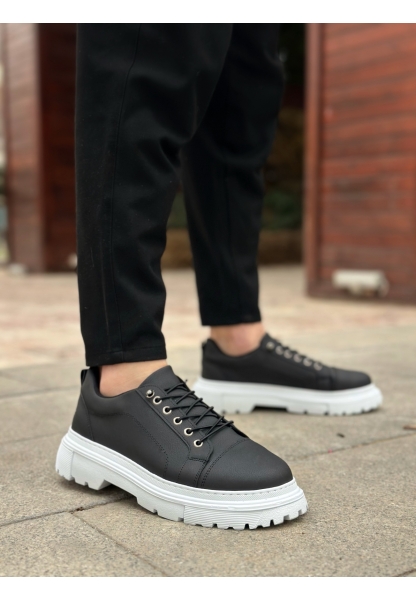 BA0245 Siyah Akıllı Lastik Bağcık Yüksek Taban Günlük Erkek Ayakkabı