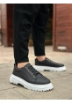 BA0245 Siyah Akıllı Lastik Bağcık Yüksek Taban Günlük Erkek Ayakkabı
