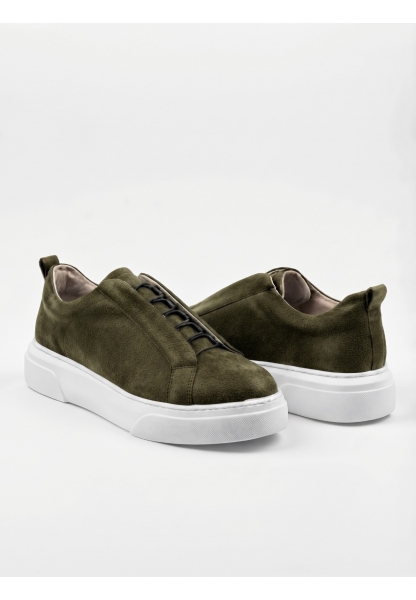 BA0581 Erkek Sneaker Günlük Casual Spor Ayakkabı Haki Beyaz Taban 