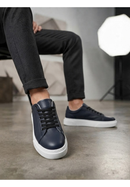 BLF-010 Erkek Sneaker Günlük Casual Spor Ayakkabı Lacivert Beyaz Taban
