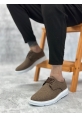 BA0003 Bağcıklı Klasik Spor Keten Kahverengi Beyaz Taban Casual Erkek Ayakkabı
