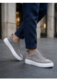 BA0581 Erkek Sneaker Günlük Casual Spor Ayakkabı Gri Süet Beyaz Taban 