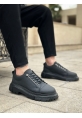 BA0245 Siyah Akıllı Lastik Bağcık Yüksek Siyah Taban Günlük Erkek Ayakkabı
