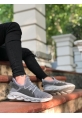 BA0350 Yüksek Taban Tarz Sneakers Cırt Detaylı Gri Erkek Spor Ayakkabısı