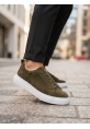 BA0581 Erkek Sneaker Günlük Casual Spor Ayakkabı Haki Beyaz Taban 
