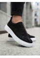 BA0581 Erkek Sneaker Günlük Casual Spor Ayakkabı Siyah Süet Beyaz Taban 