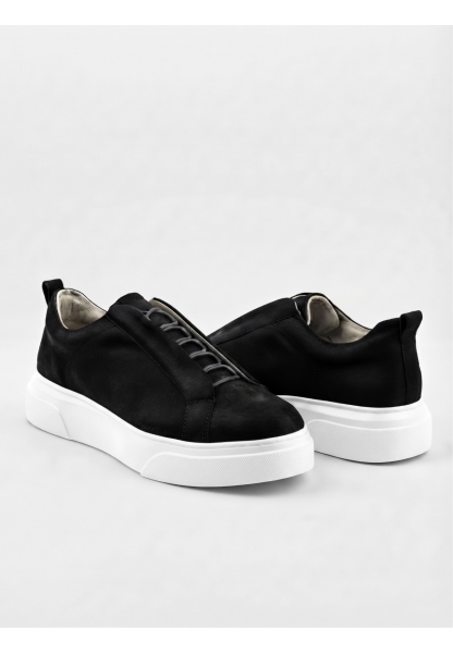BA0581 Erkek Sneaker Günlük Casual Spor Ayakkabı Siyah Süet Beyaz Taban 