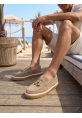 BA0250 %100 İçi Dışı Hakiki Deri Erkek Bej Süet Casual Loafer Püskül Detaylı Kauçuk Rahat Taban Dikişli Ayakkabı