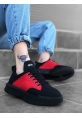 BA0163 Bağcıklı Erkek Yüksek Taban Siyah Kırmızı Spor Ayakkabı