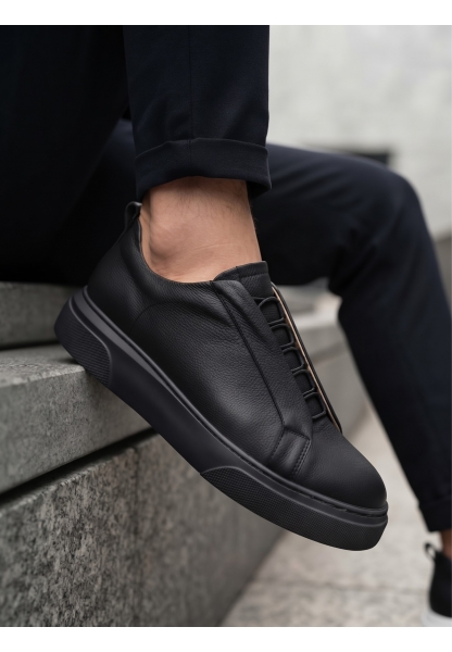 BA0581 Erkek Sneaker Günlük Casual Spor Ayakkabı Siyah Siyah Taban 