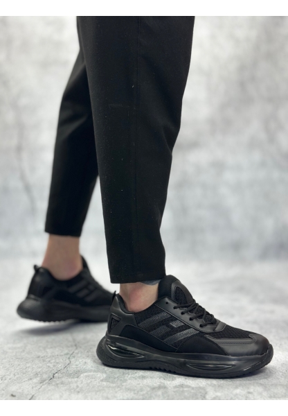 BA0650 Tarz Sneakers Yüksek Taban Siyah Spor Ayakkabısı