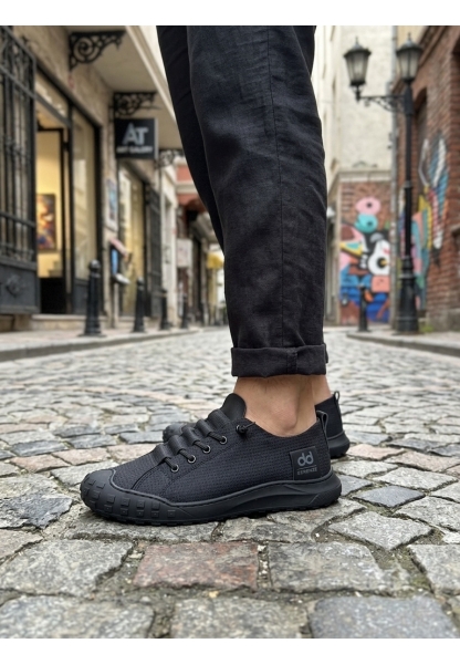 BA0248 BOA Siyah Esnek Bağcıklı Ultra Hafif Nefes Alan Sneaker Ayakkabı