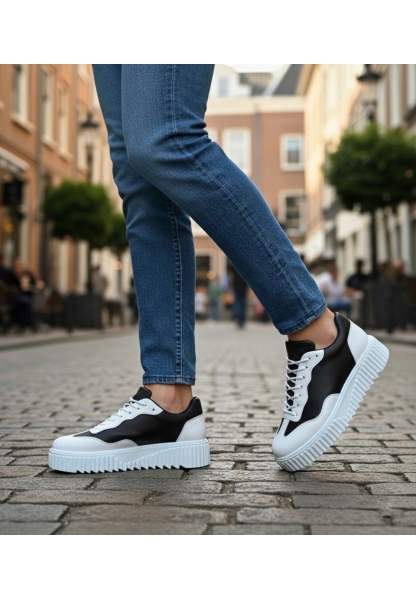 BA0802 BOA Siyah Renk Beyaz Parçalı Yüksek Taban Erkek Günlük Ayakkabı