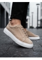 BA0581 Erkek Sneaker Günlük Casual Spor Ayakkabı Krem Süet Beyaz Taban 