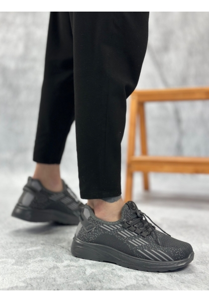 BA0356 Özel Örme Triko Tarz Rahat Fuspetli Gri Kırçıllı Spor Ayakkabı 