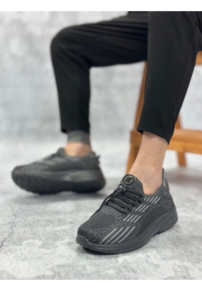 BA0356 Özel Örme Triko Tarz Rahat Fuspetli Gri Kırçıllı Spor Ayakkabı 