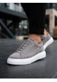 BA0581 Erkek Sneaker Günlük Casual Spor Ayakkabı Gri Süet Beyaz Taban 