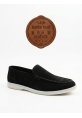 BA0252 %100 İçi Dışı Hakiki Deri Erkek Siyah Süet Casual Loafer Termo Taban Ayakkabı